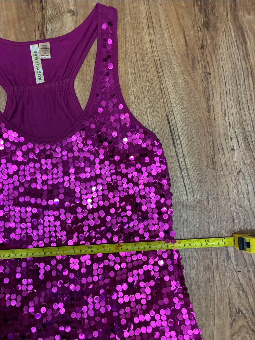 Eyeshadow Magenta Sequin Tank Top Excellent Pre Owned Condition - Picture 6 of 6